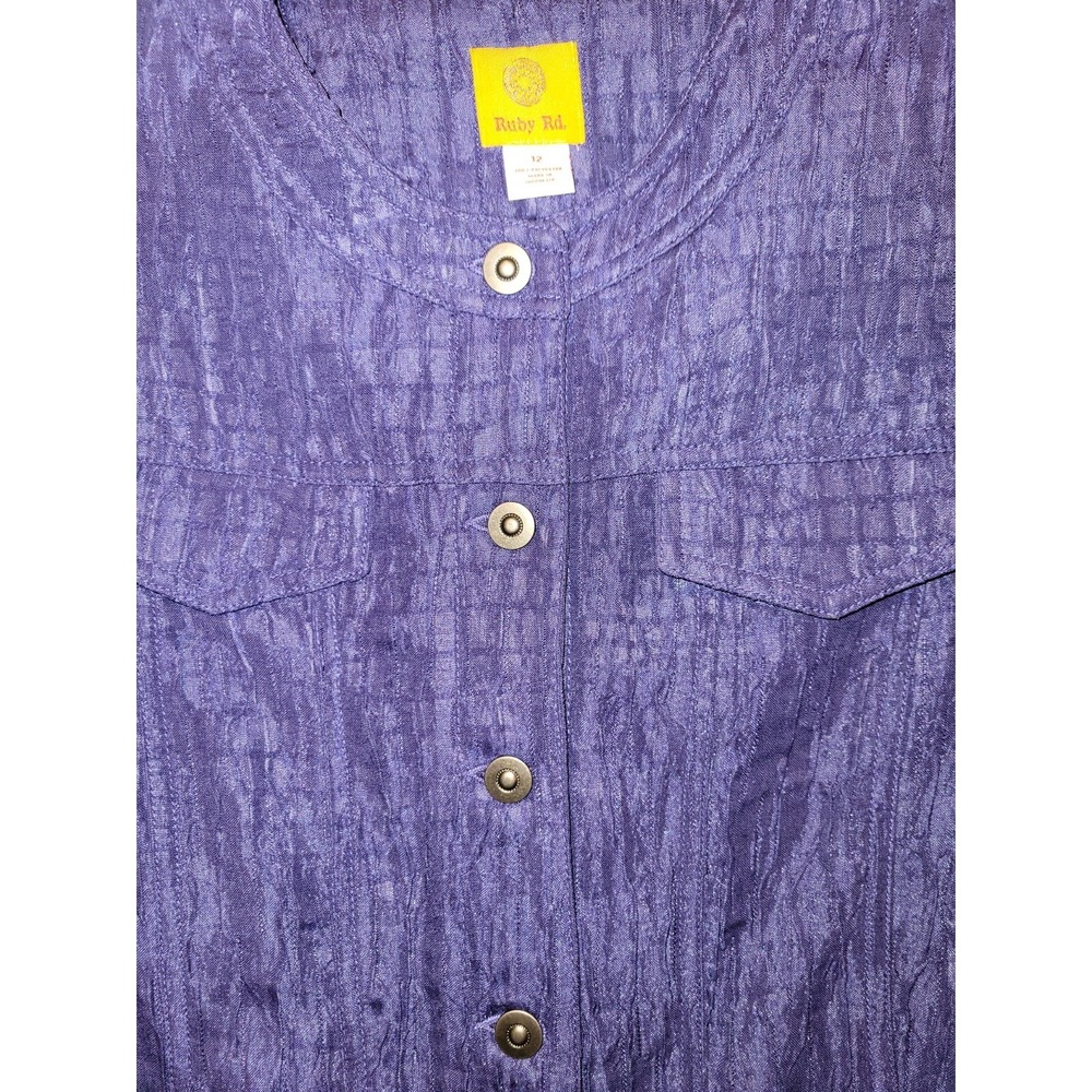 Ruby Rd Jacket 12 Cobalt Button Up Crop Pockets T… - image 6